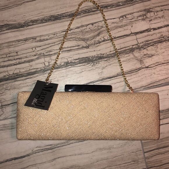 magid black Handbags - Gold shimmer clutch prom , wedding , party..